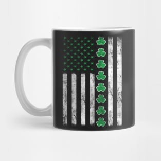 Vintage Irish American Flag St. Patrick's Day Shamrock Mug